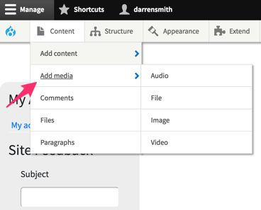 Select add media from the Content menu