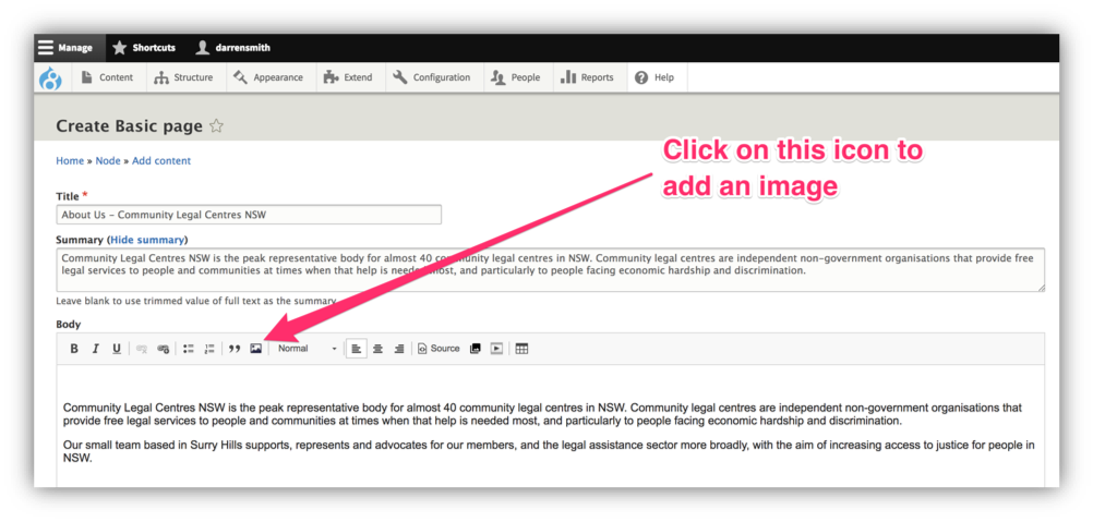 Select the image icon in the toolbar
